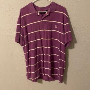 Chaps purple and white striped polo